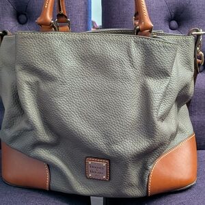 Dooney & Bourke Olive and Tan Leather Tote Bag
